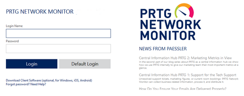 PRTG Login Screen PRTG Login Screen