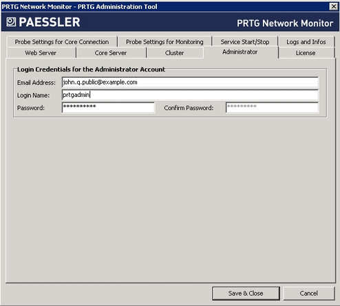 PRTG Administration Tool: Administrator PRTG Administration Tool: Administrator