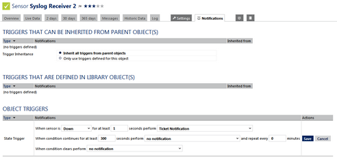 State Trigger for a Syslog Receiver State Trigger for a Syslog Receiver