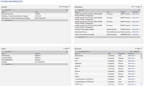 System Information Tab on a Windows Device (Snippet)